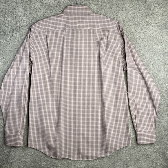 Joseph Abboud Brown Check Non Iron Dress Shirt Size XL Button Up - Picture 2 of 12